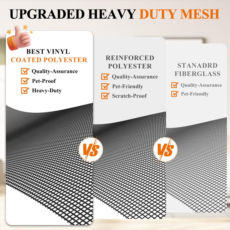 MAGZO Pet Proof Window&Door Screen Replacement Mesh, 48" W x 99" L, Best Vinyl Coated Polyester Dog Cat Resistant Heavy Duty, Net Netting Curtain Wire Roll Repair Kit for Patio/Porch/Sliding, Black - Image 5